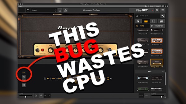 Bug in Amplitube 5 uses 50% more CPU than necessary. Solution here