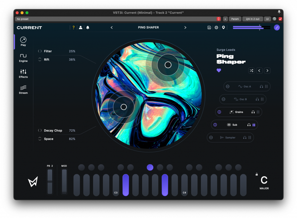 Minimal Audio Current v2 Play page screenshot